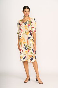 Foil Print Trim Time Dress