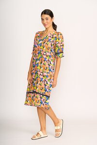 Foil Print Trim Time Dress