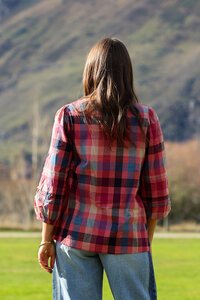 Memo Check Pintuck Volume Sleeve Top