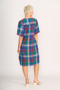 Memo Check Balloon Sleeve Dress