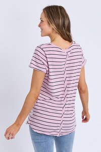 Elm Pima Vee Tee Dusky Pink Stripe