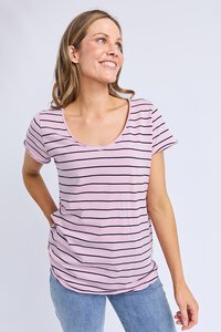 Elm Pima Vee Tee Dusky Pink Stripe