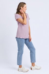 Elm Pima Vee Tee Dusky Pink Stripe