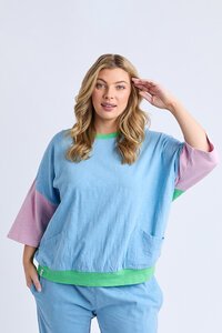Elm Mazie Colour Block Sweat Dusk Blue