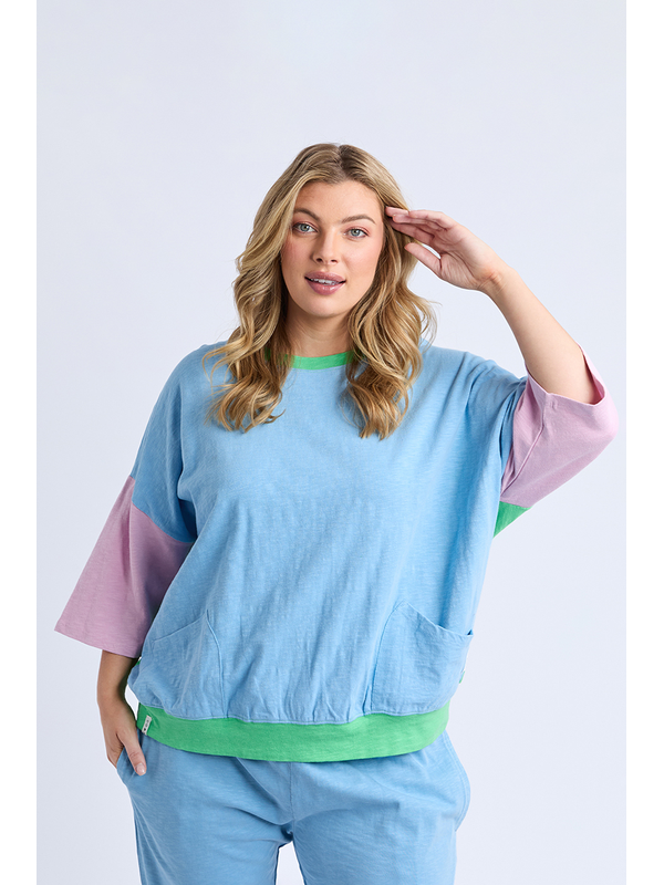 Elm Mazie Colour Block Sweat Dusk Blue