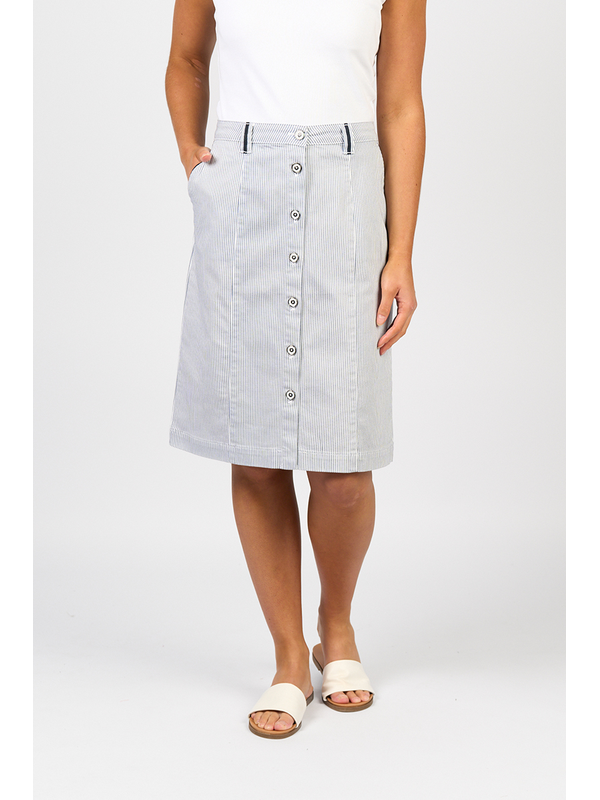Vassalli Stripe Knee Length Skirt