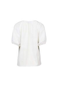 Vassalli V Neck Top With Floaty Sleeve - White Check