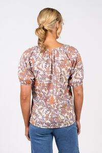 Vassalli V Neck Top With Floaty Sleeve - Tuscany