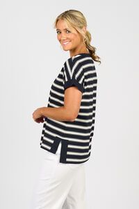 Vassalli Stepped Hem Stripe Top