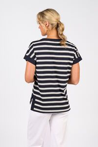 Vassalli Stepped Hem Stripe Top