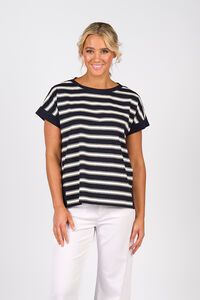Vassalli Stepped Hem Stripe Top