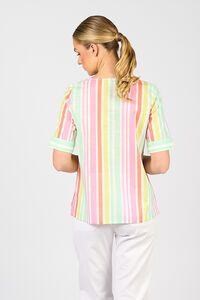 Vassalli Round Neck Elbow Sleeve Top - Cabana