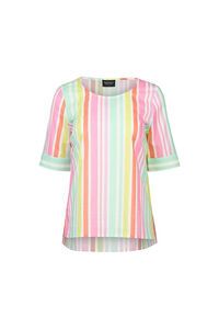 Vassalli Round Neck Elbow Sleeve Top - Cabana