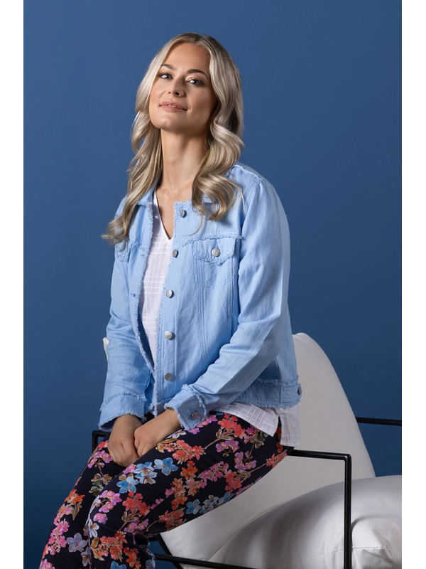 Vassalli Linen Viscose Frayed Seams Jacket