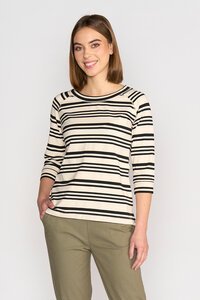 Vassalli Boat Neck 3-4 Sleeve Stripe Top