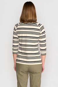 Vassalli Boat Neck 3-4 Sleeve Stripe Top