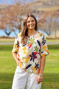 Foil Pleat Back Top