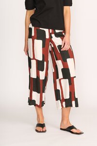 Foil Print Wide Leg Cropped Pant