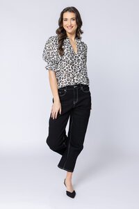 Seeking Lola Relaxed Butterfly Top Sage Leopard
