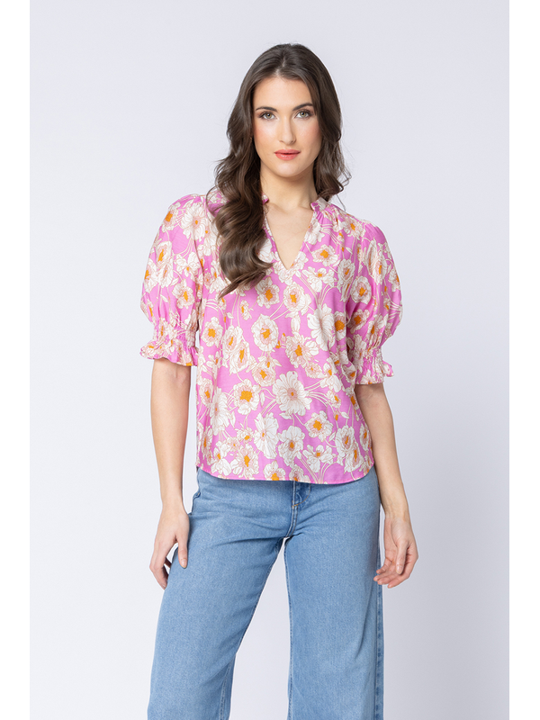 Seeking Lola Relaxed Butterfly Top Candy Bloom