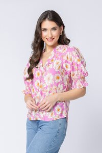 Seeking Lola Relaxed Butterfly Top Candy Bloom
