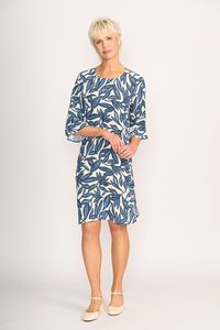 Foil Shift Fluted Sleeve Dress