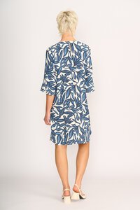 Foil Shift Fluted Sleeve Dress