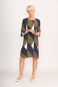 Foil Shift Fluted Sleeve Dress