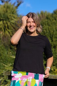 Esplanade Wide Neck Elbow Sleeve Top