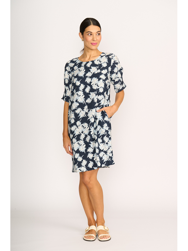 Foil Shirr The Cuff Dress