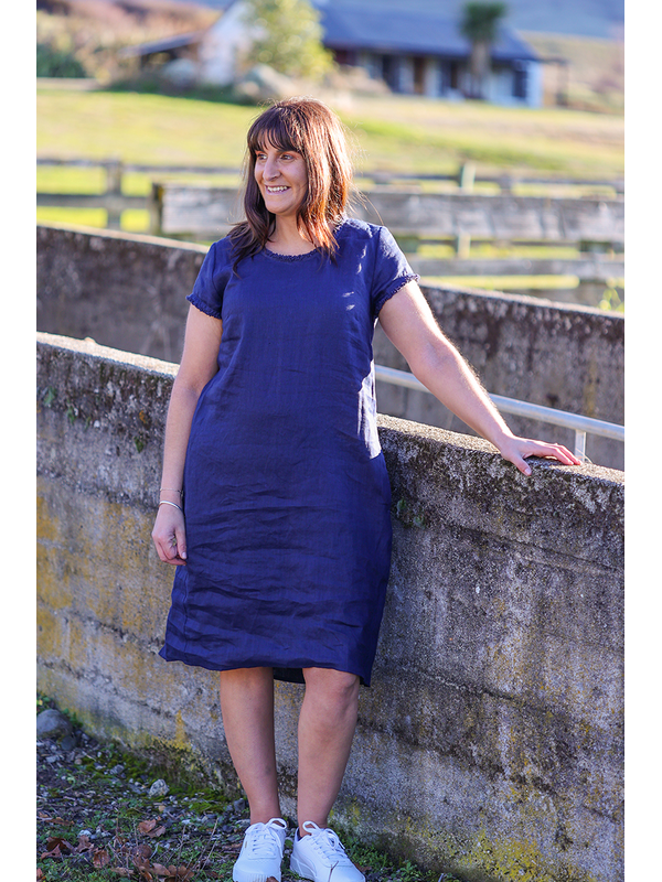 Foil Fringe Scoop Neck Dress