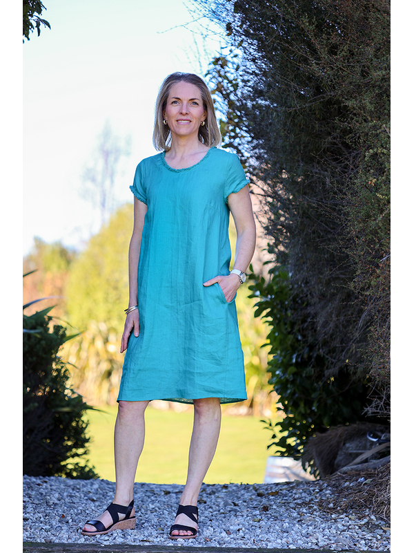 Foil Fringe Scoop Neck Dress