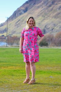 Foil Shirr The Cuff Dress