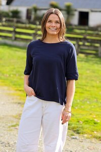 Esplanade Wide Neck Elbow Sleeve Top