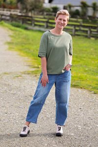 Esplanade Wide Neck Elbow Sleeve Top