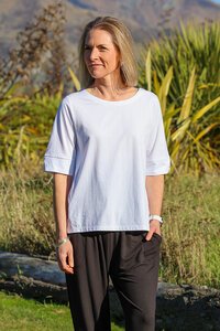 Esplanade Wide Neck Elbow Sleeve Top