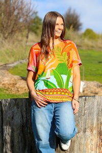 Foil Pleat Back & Contrast Top