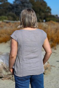 Puro Lino Rib Panel Linen Floral Top