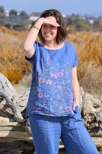 Puro Lino Floral Linen Top