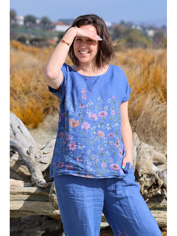 Puro Lino Floral Linen Top