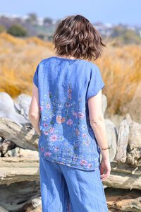 Puro Lino Floral Linen Top