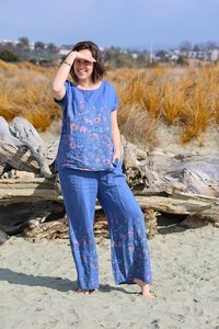 Puro Lino Floral Linen Top
