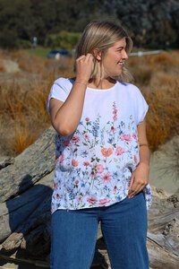 Puro Lino Floral Linen Top