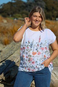 Puro Lino Floral Linen Top