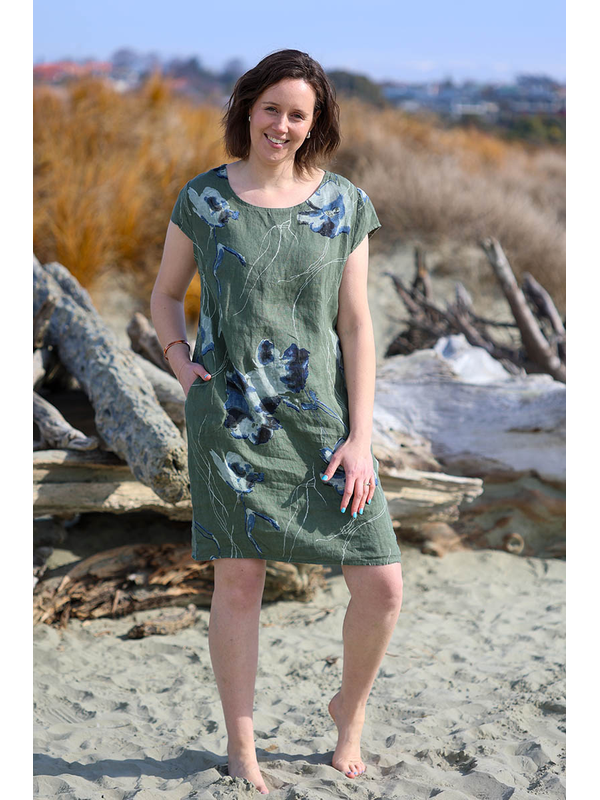 Puro Lino Ink Floral Dress