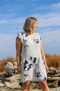 Puro Lino Ink Floral Dress