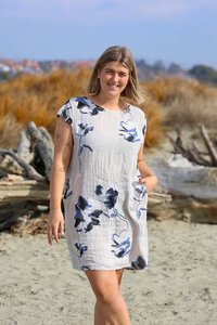 Puro Lino Ink Floral Dress