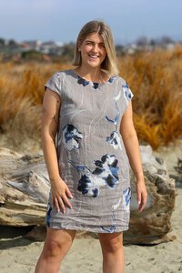Puro Lino Ink Floral Dress