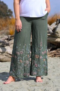 Puro Lino Board Print Floral Pant