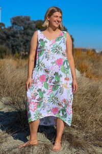 Puro Lino Sleeveless Floral Dress